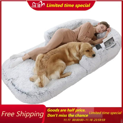 Human Dog Bed, 74"X43"X9" Dog Beds for Large Dogs, Foldable Plush Washable Dog Beds