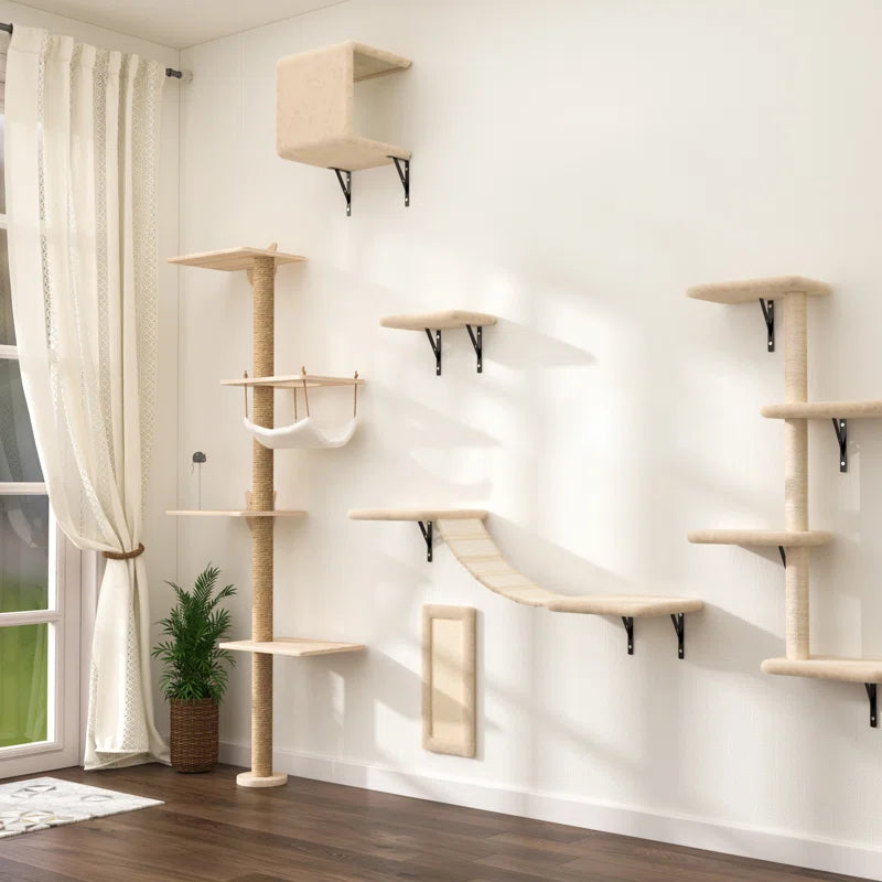 Damyanti Wall-Mounted Cat Tree Shelved 6 Pcs Climbing Center