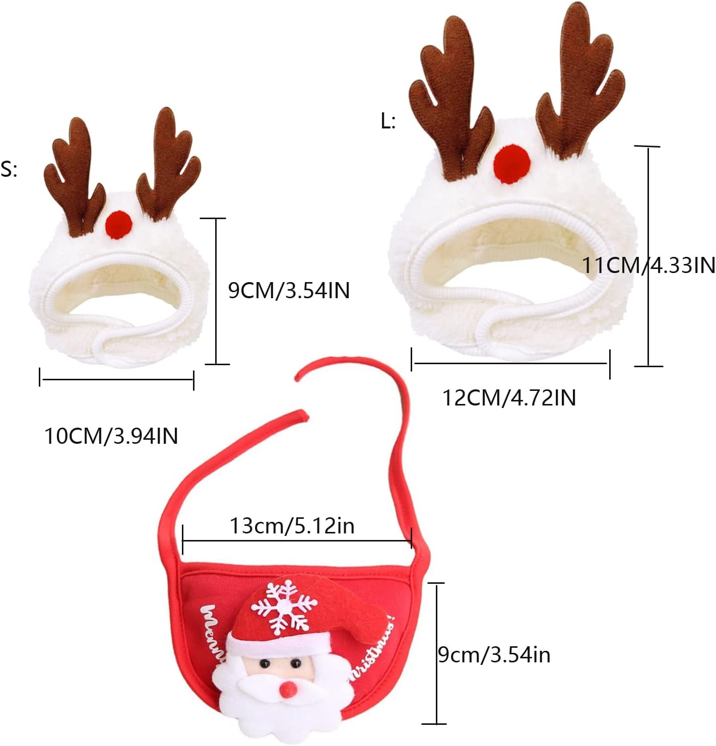 2PCS Christmas Adjustable Pet Christmas Costume Set Including Reindeer Antlers Christmas Tree Headband and Pet Christmas Accessories Decoration Scarf